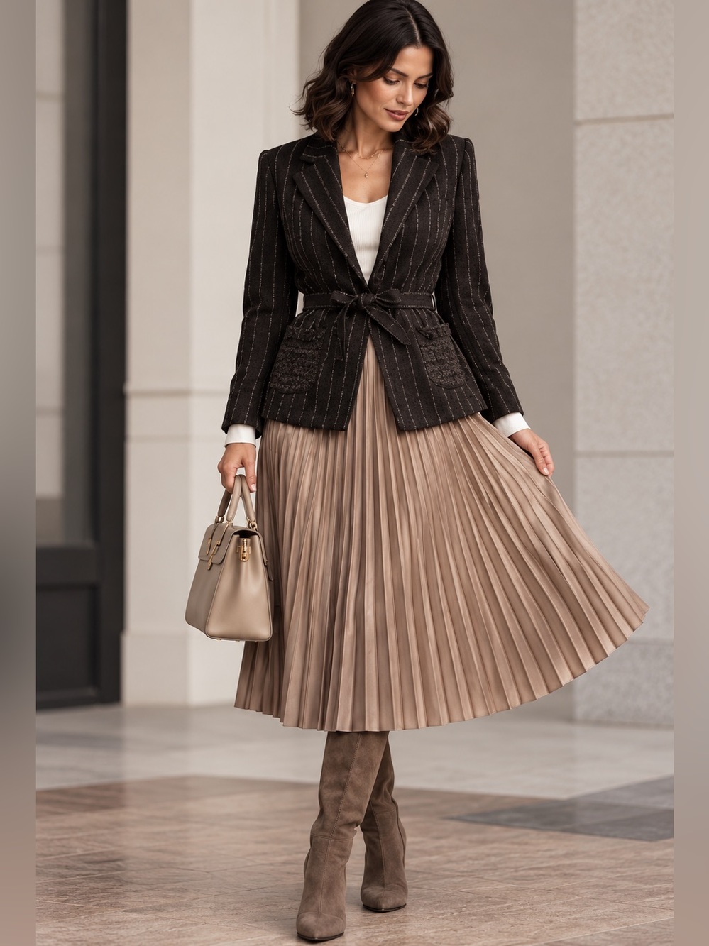 Lola Brown Pinstripe Cotton Blazer size medium